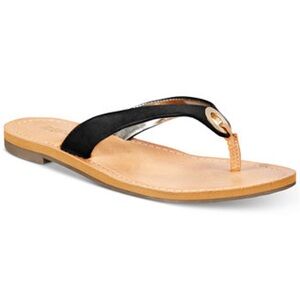 Women’s 11 Report Black and Brown Rhinestone Toe-Post Sandals Slip On Flip Flops